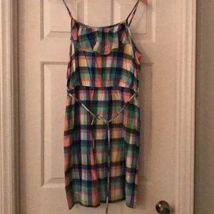 Plaid print Summer dress with spaghetti straps